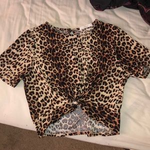 DOLLSKILL Cheetah knot front crop top
